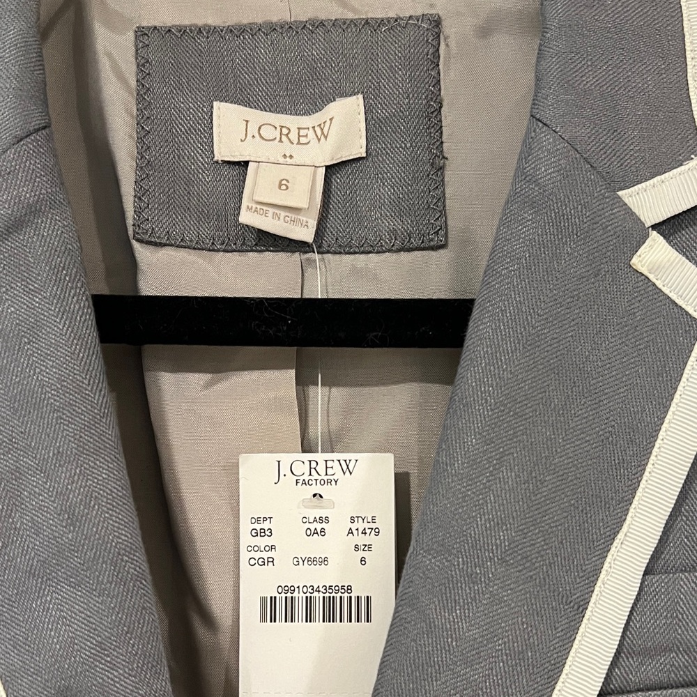 J. Crew Factory Gray Blazer with White Trim - Picture 2 of 5
